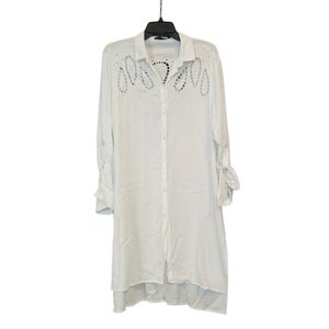 Vix‎ Paula Hermanny White Button-Up Shirt Dress Size Large